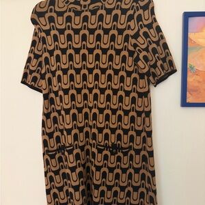 Anthropologie Black and Brown Geometric Dress